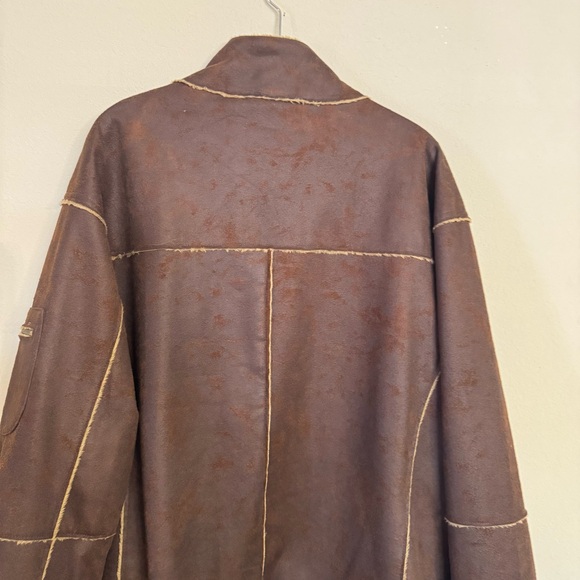 Whispering Smith Jacket Size XXL Brown Faux Suede Sherpa Lined Full Zip Western - Picture 10 of 16